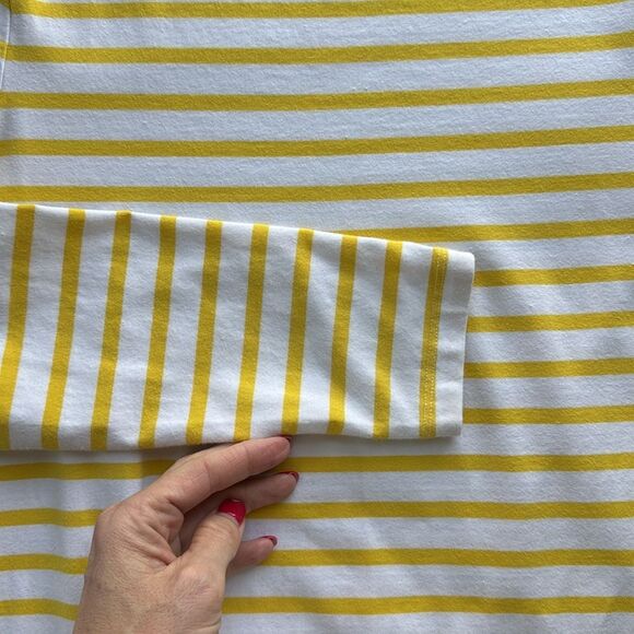 Vineyard‎ Vines Size Small Boat Neck Striped Yellow & White Cotton Stretch Top - Picture 5 of 12